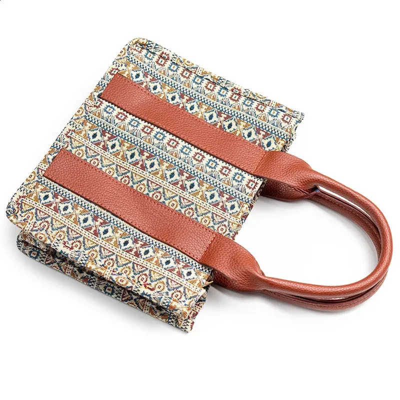 Damen Spot Cross-Border Tote Canvas Umhängetasche Bohemian Aztec Geldbörsen und Handtaschen Damen Geldbörse 240824_voghion.com
