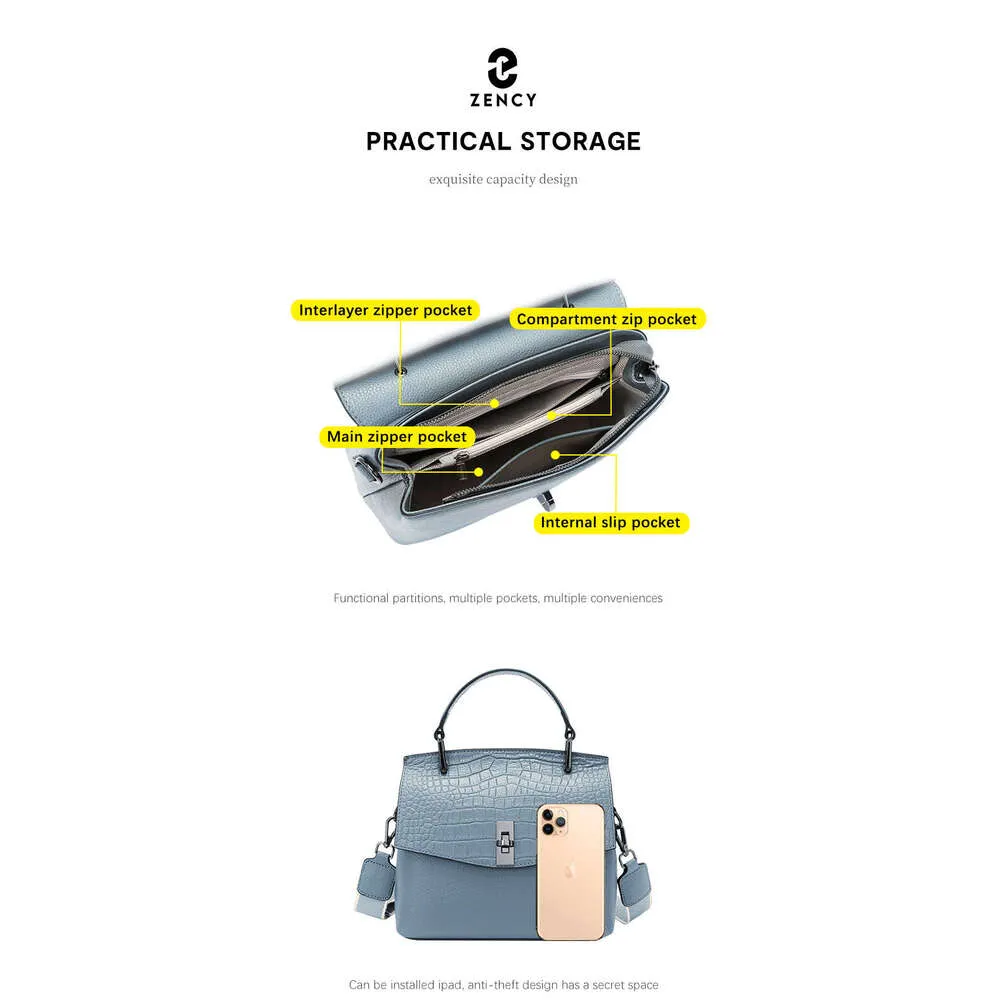Zency Borsa da donna in vera pelle, borsa a mano vintage in pietra, borsa a tracolla da donna, borsa a tracolla alla moda per OL_voghion.com