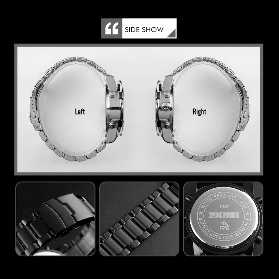 Men's Digital Quartz Watch Waterproof Multi Time Display_voghion.com