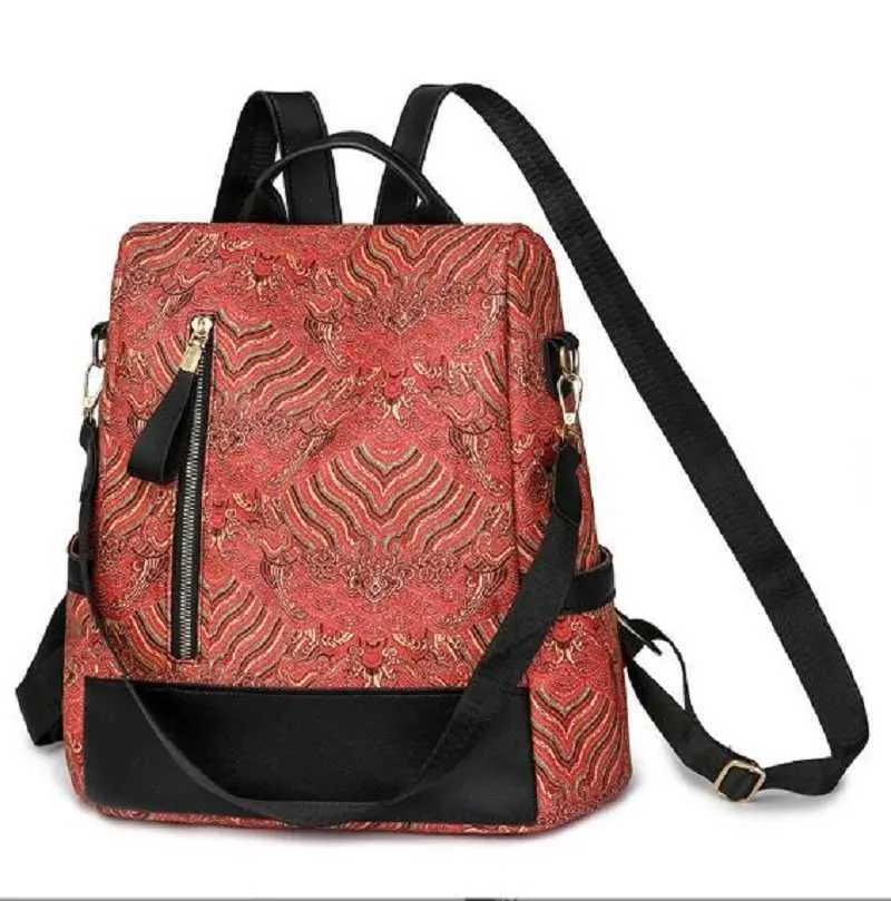 Neue Damenmode bedruckte große Kapazität Doppel-Schultertaschen Totes Diebstahlsichere Reiserucksäcke Lässige Umhängetasche_voghion.com