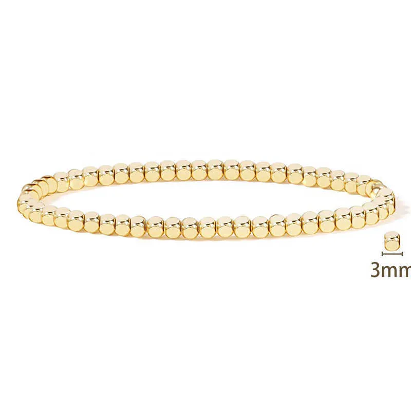 High Quality Hematite For Women Easy Wear 14K Gold Plated Bead Ball Stretchy Elastic Bracelet_voghion.com
