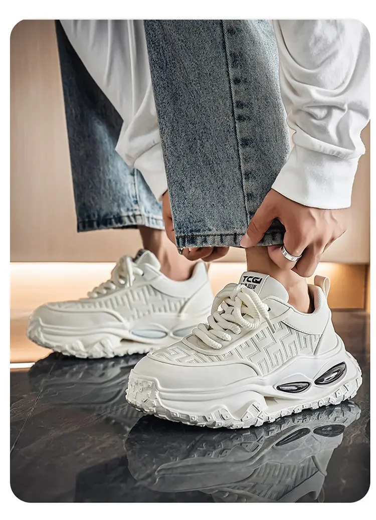 Chaussures de sport antidérapantes pour hommes, chaussures décontractées à plateforme rehaussante, chaussures tendance pour papa_voghion.com