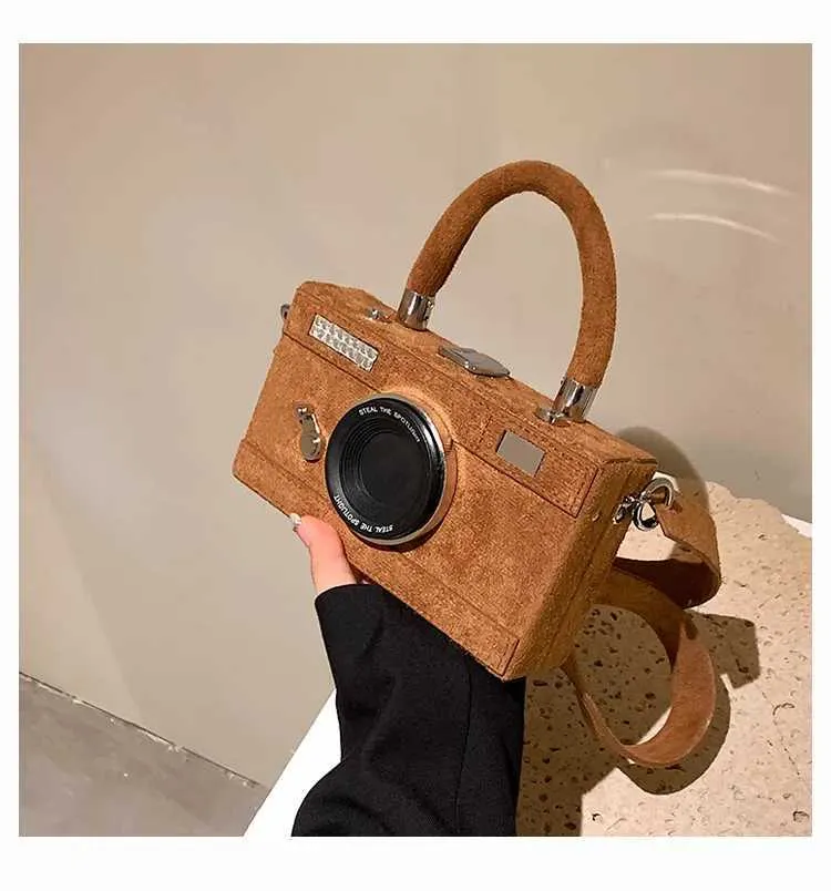 Bolsa tiracolo feminina forma câmera clutch moda personalizada_voghion.com