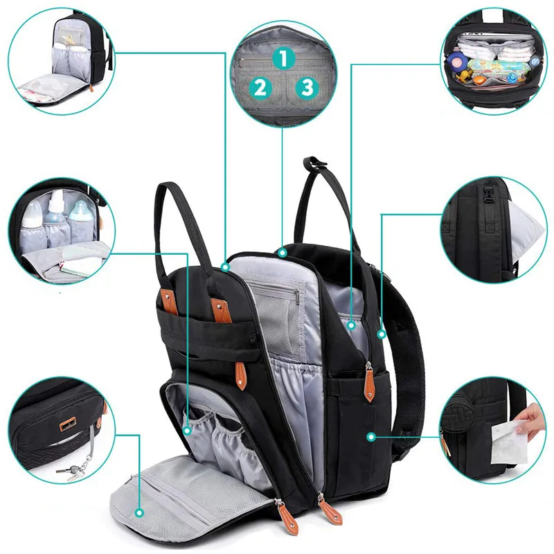 Wickeltasche mit großer Kapazität, Rucksack für Babywindeln, Wickeltaschen, wasserdicht, Reiserucksack, Multifunktionsrucksäcke_voghion.com