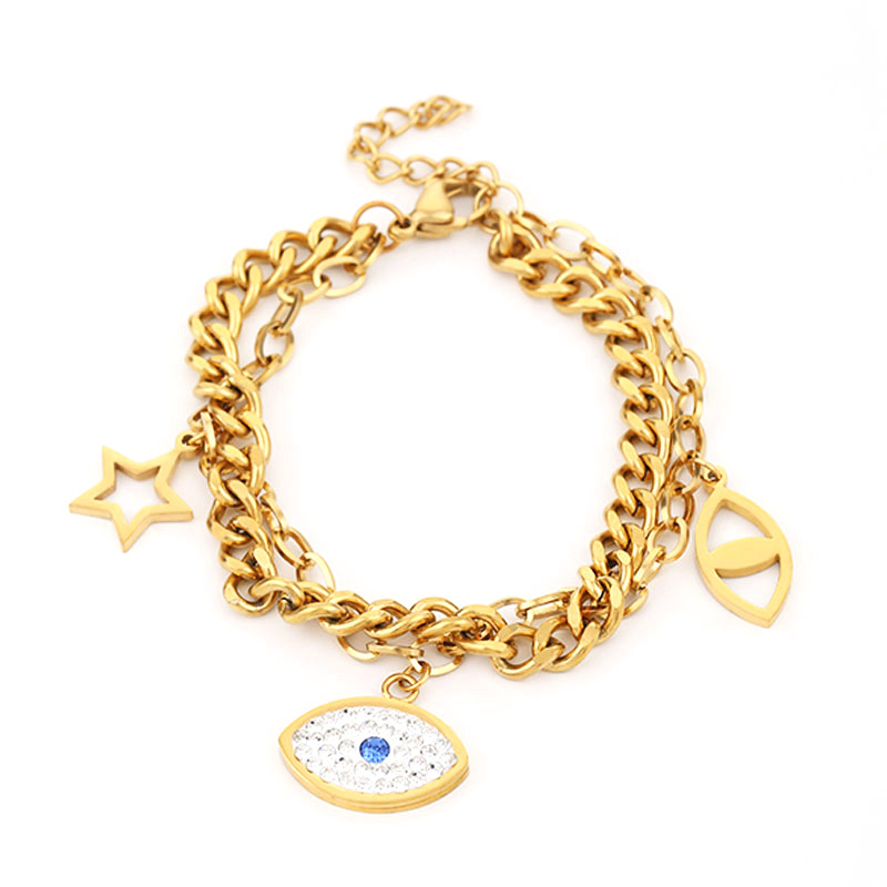 Gute, nuovo set di gioielli minimalista con collana, bracciale, orecchini, anello e doppio strato in acciaio al titanio, resistente alla luce._voghion.com