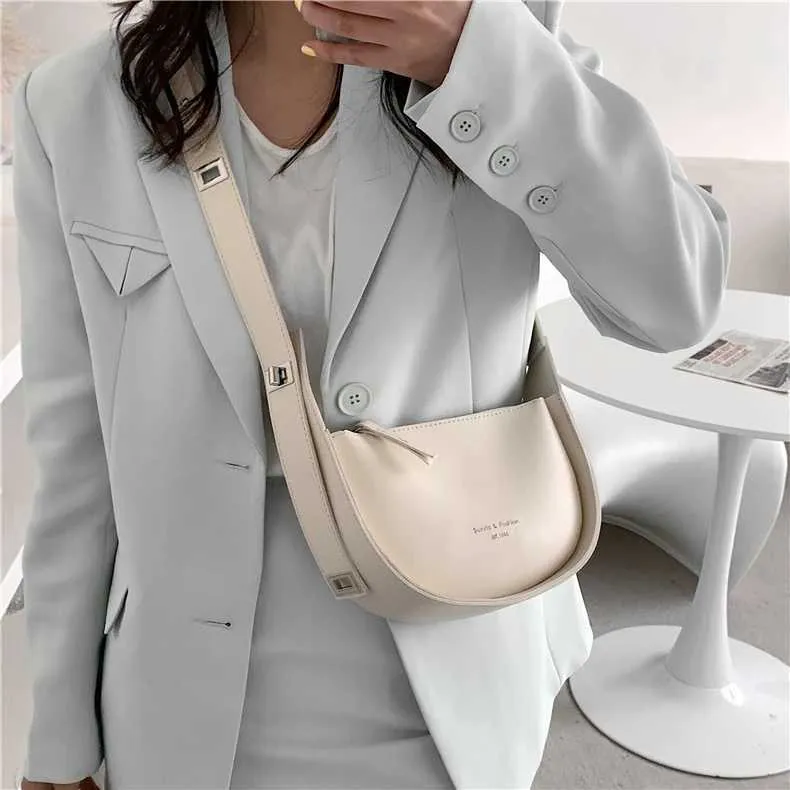 Borse a tracolla a semicerchio con tracolla a sella per le donne, borse e borsette da ragazza con tracolla larga regolabile e di marca firmata_voghion.com