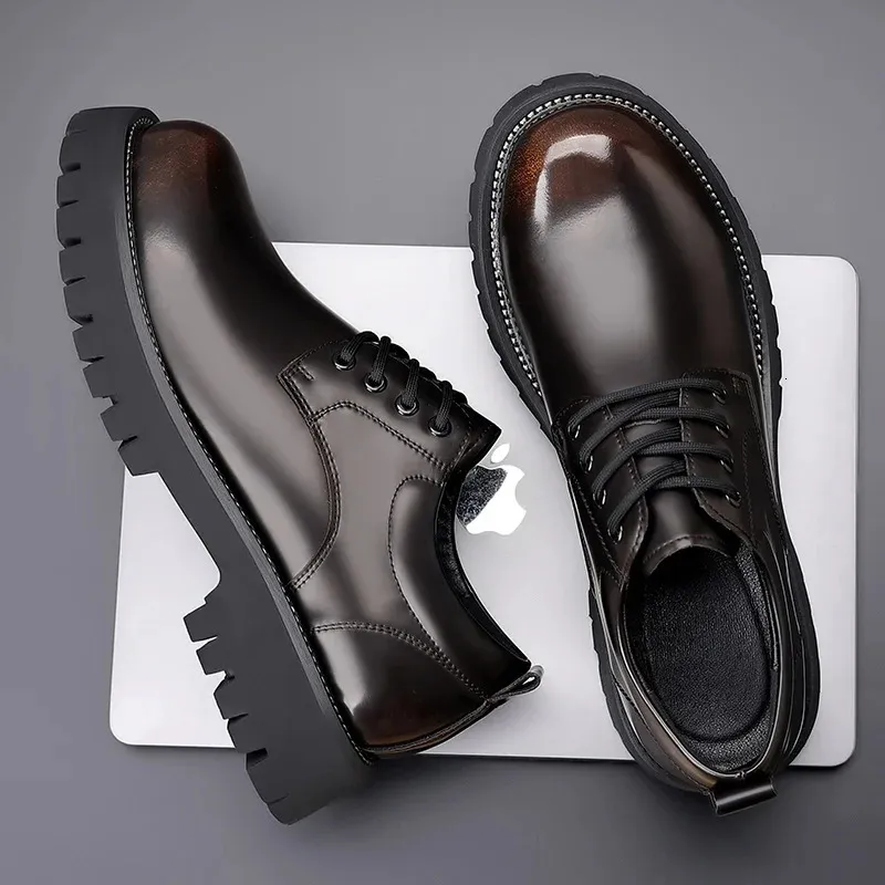 Lace Up Oxfords Men Leather Business Shoes Breathable Wedding_voghion.com