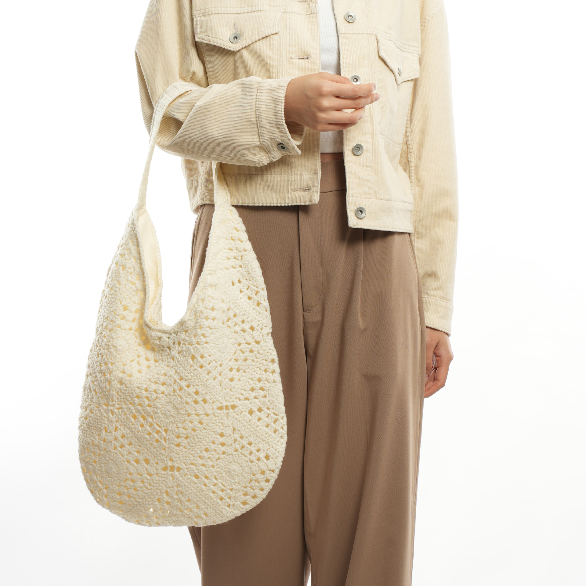 Produttori all'ingrosso fatti a mano all'uncinetto lana fiore cavo nonna griglia stile etnico borsa a tracolla hobo borsa_voghion.com