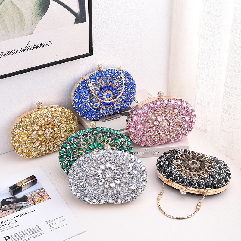 Popular Suower Fashionable Banquet Handbag Evening Dress Dia Set European And American Party Bag_voghion.com