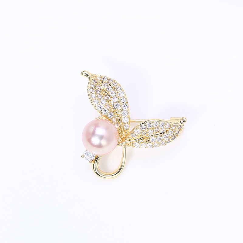 Accessori fai da te: scollo di perle, spilla a foglia, accessori antiriflesso in oro genuino placcato in rame, supporto vuoto_voghion.com