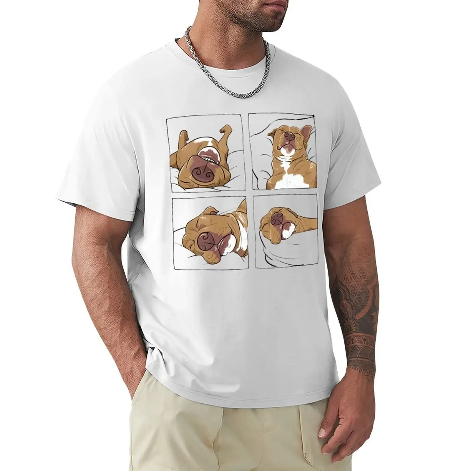 Meeste T-särgid Naljakas Pitbull Lazy koeraarmastuseks Unisex Graafiline Puuvillane Tänavariietus Lühikeste varrukatega Sünnipäevakingitused Vintage_voghion.com