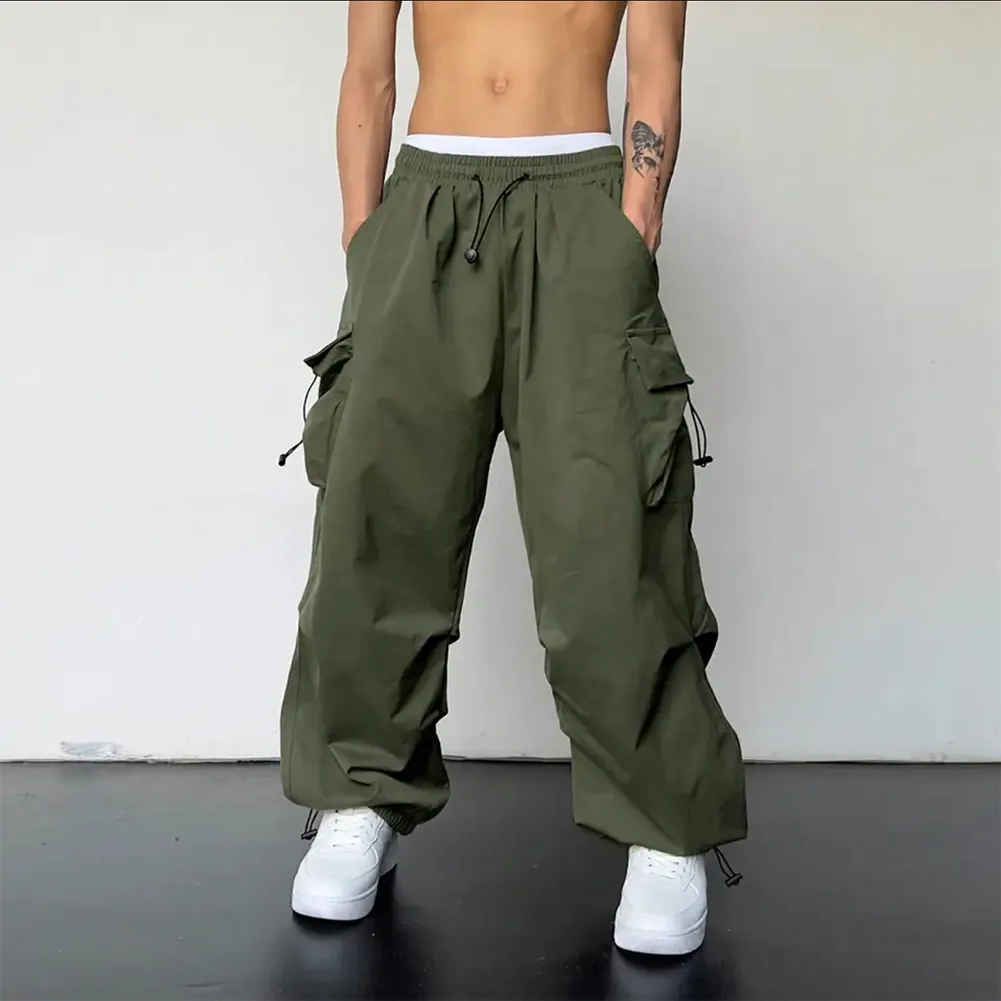 Herrenhose Männer Streetwear Vintage Y2k Hip Hop Wide Bein Jogger Baggy Casual Jogginghose Klassische Übergroße Fracht Fallschirm_voghion.com