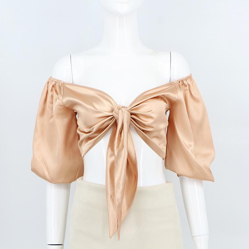 Canotta da donna con scollo a V e nodo di coniglio, senza spalline, a maniche lunghe, sexy, con spalle scoperte, colorata, estiva 2025_voghion.com