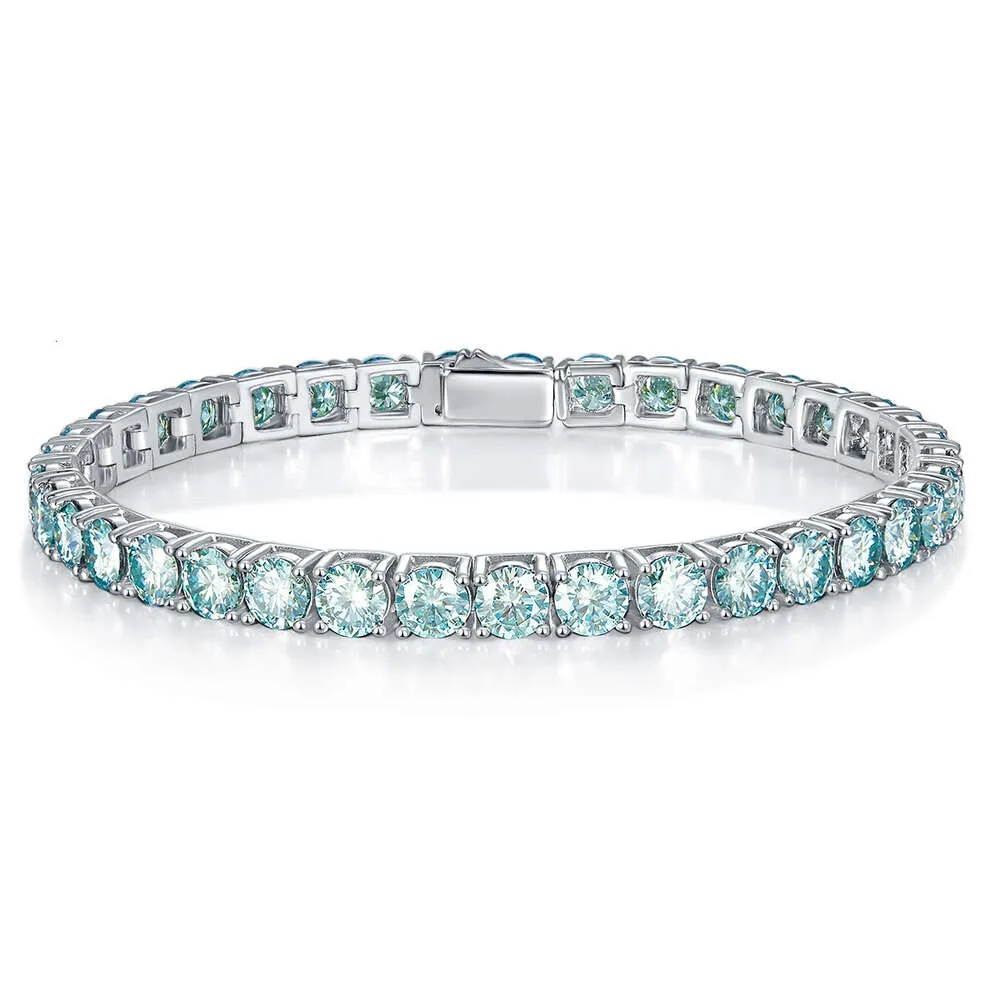 wholesale Blue Green Tennis Chain 4mm 5mm Sterling Sier Iced Out Moissanite Bracelet_voghion.com