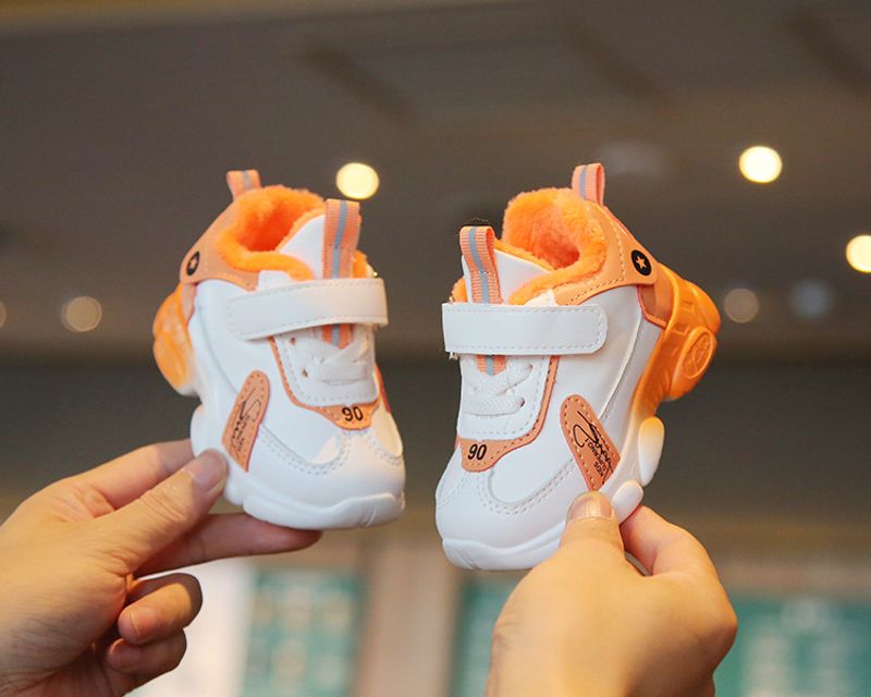 Ausverkauf Kinder Baumwolle 2024 Winter Jungen und Mädchen Sneaker Fleece-ed Warm Kleinkind Baby Weiß Schuhe_voghion.com