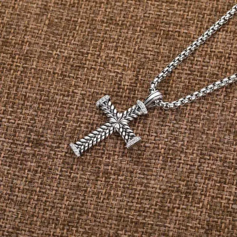 Cadenas de cable trenzado, joyería, collares colgantes para mujer, moda para hombre, collar de cruz de diamantes, joyería de alta calidad, estilo punk, 3 mm_voghion.com