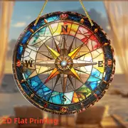 Nautical Compass Suncatcher - 8" Acrylic Art. Colorful Window Decor For Home Or Office, Perfect As A Thoughtful Gift._voghion.com