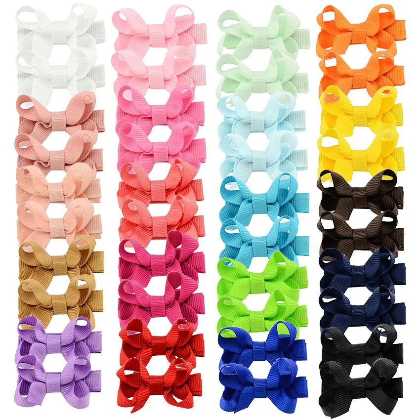 20 paia di mini fermagli di sicurezza completamente avvolti da 2,2" fiocchi in grosgrain massiccio per bambine accessori per capelli all'ingrosso_voghion.com