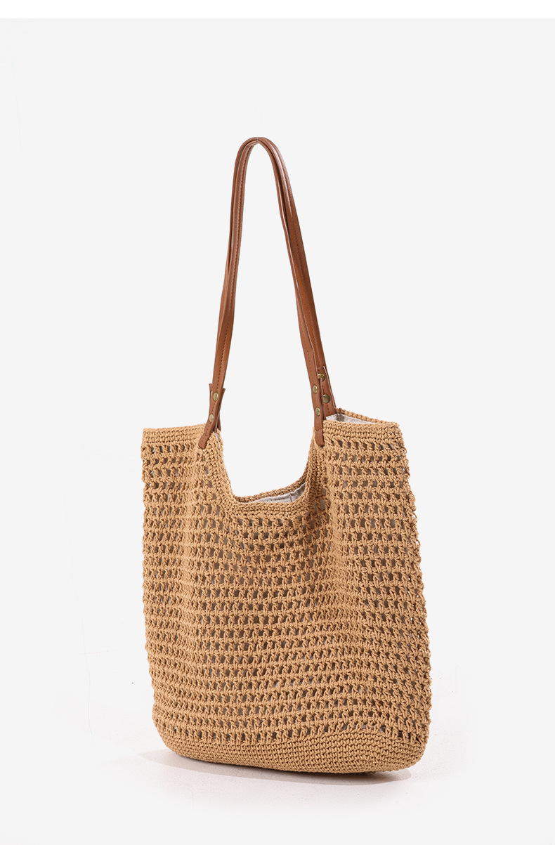 Hersteller großhandel hohl one-schulter baumwolle gewebt tasche neue sommer große kapazität stroh tasche urlaub am meer strand tasche_voghion.com