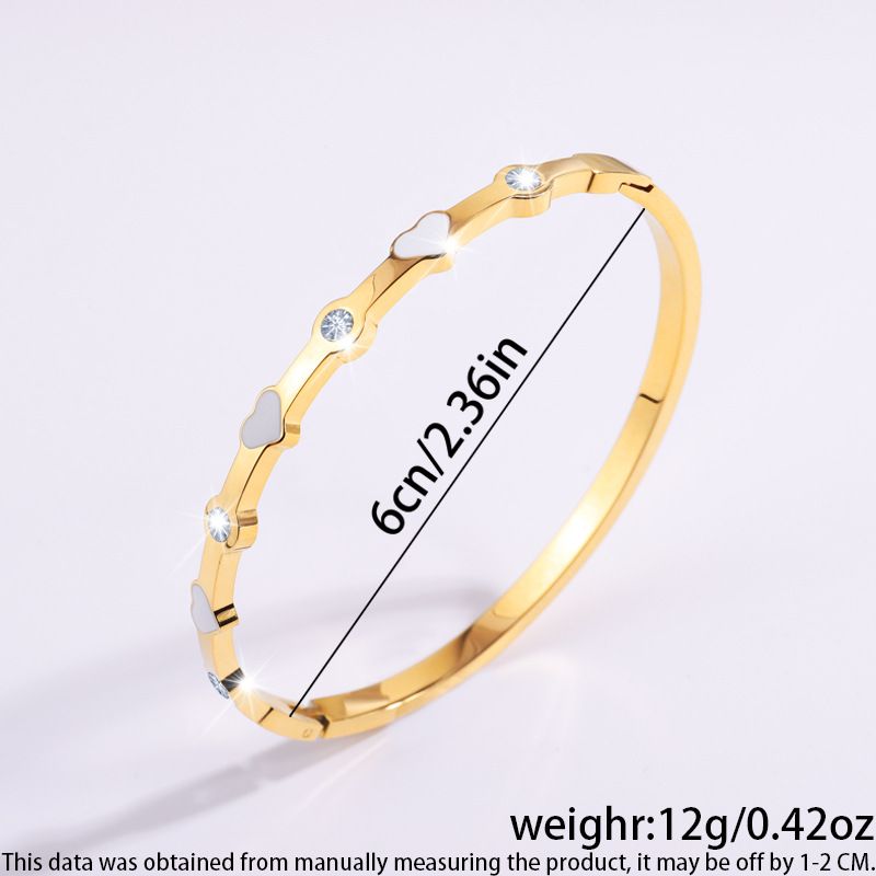 Accesorios de joyería Pulsera de acero inoxidable con forma de corazón y gota de aceite para niñas, de alta gama y a la moda, combina con todo._voghion.com