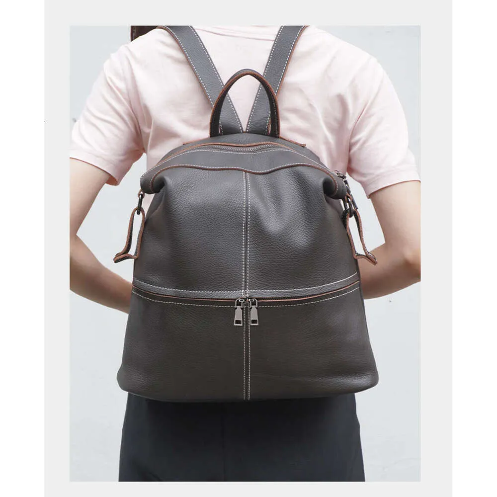 Zaino da viaggio classico in vera pelle da donna Zency, grande capacità, per iPad, A4, laptop, borsa a tracolla da donna con_voghion.com