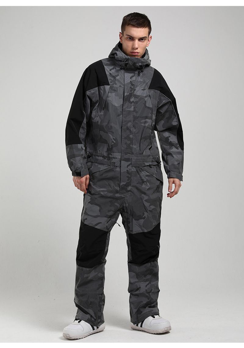 New ski female set fluorescent camouflage warm waterproof breathable night field single and double board one-piece snow_voghion.com