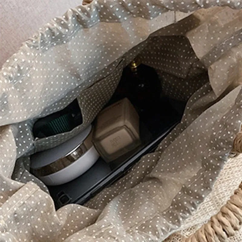Half-round Rattan Shoulder Bag Large Capacity Summer Beach Tote_voghion.com
