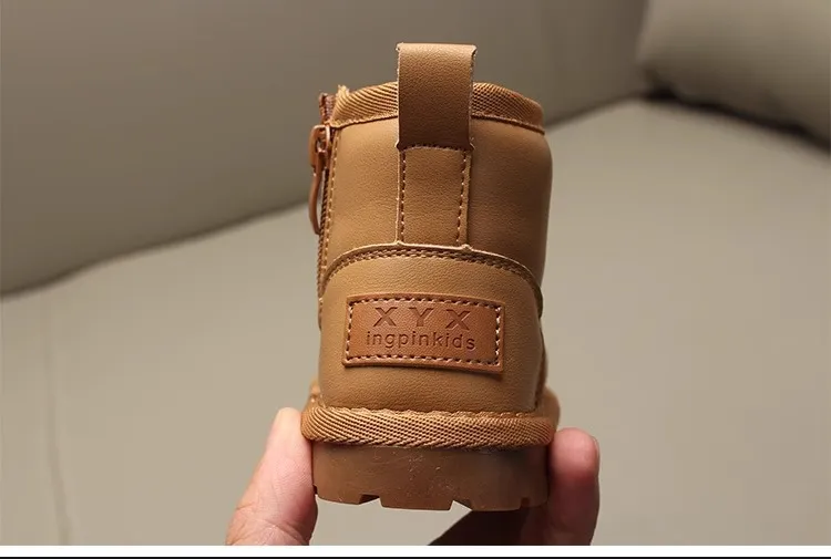 Bottes de neige pour enfants, nouvelle collection hiver 2025, courtes chevilles, Happysteps, antidérapantes, épaisses, en peluche, en caoutchouc, pour tout-petits, pour garçons_voghion.com