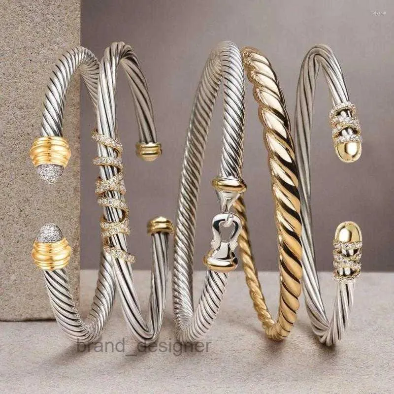 Twisted Bangle Bracelet With Cubic Zirconia For Wedding Jewellery_voghion.com