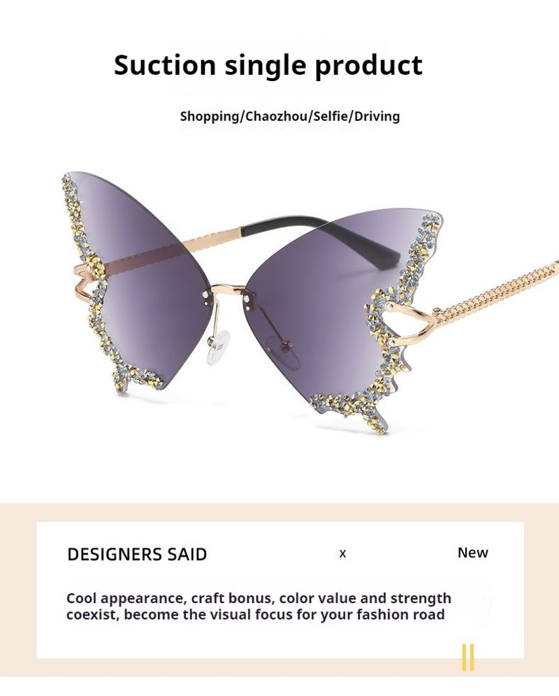 2024 Internet celebrity frame with diamond inlaid butterfly glasses for women's high-end sunglasses, UV resistant_voghion.com
