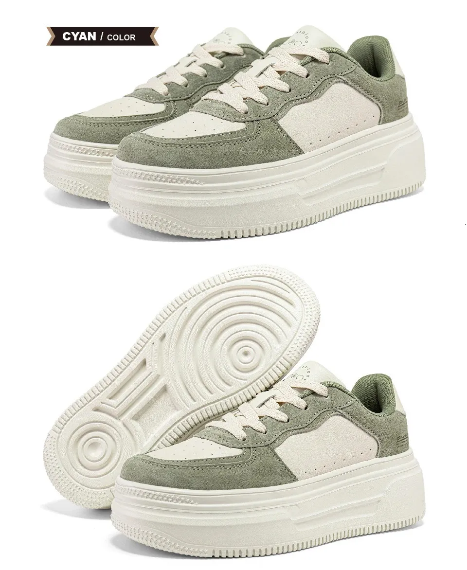 Platform Sneakers For Women Comfortable White Leather Skate Shoes_voghion.com