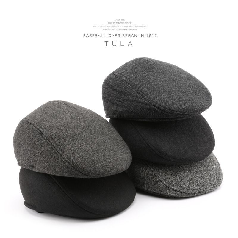 Béret unisexe pour homme, couleur unie, style vintage, chapeau de grand-père, pour l'extérieur, les voyages, chaud, coupe-vent_voghion.com