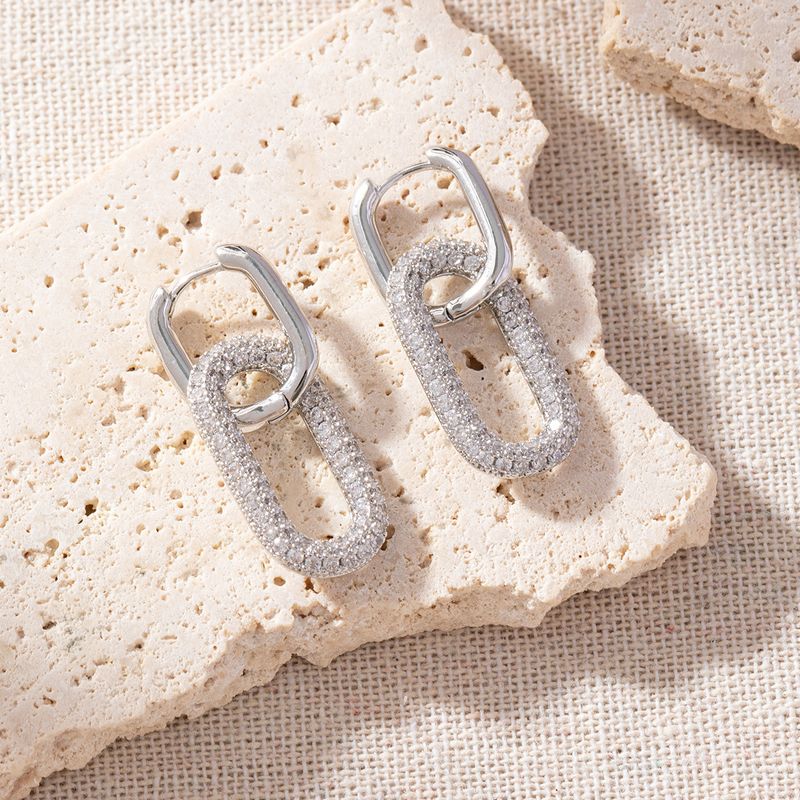 Women's Vintage-Inspired Copper Zircon - Minimalist Geometric Dangle Earrings_voghion.com
