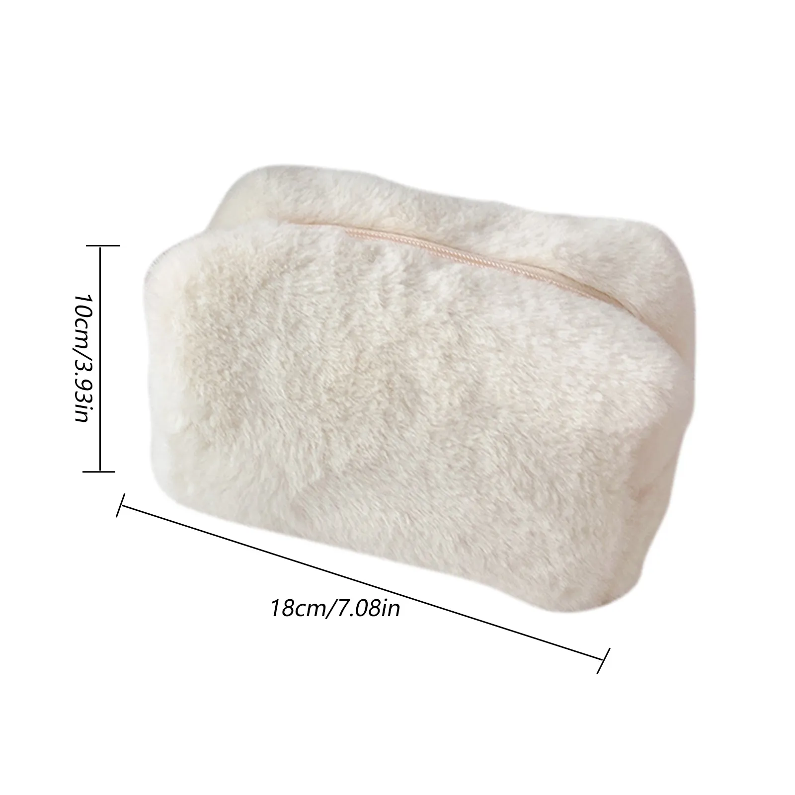 Plush Makeup Bags Large Capacity Soft Make Up Brushes Storage Solid Color Cosmetics Handbag Case Portable For Travel_voghion.com
