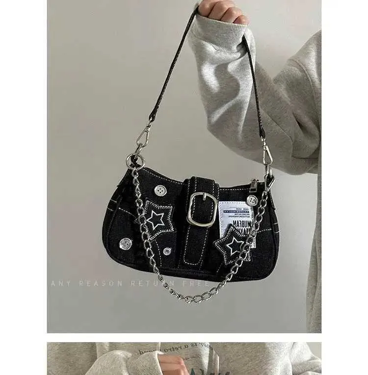 Star Pattern Shoulder Bag Y2k Style Canvas Handbag For Women_voghion.com
