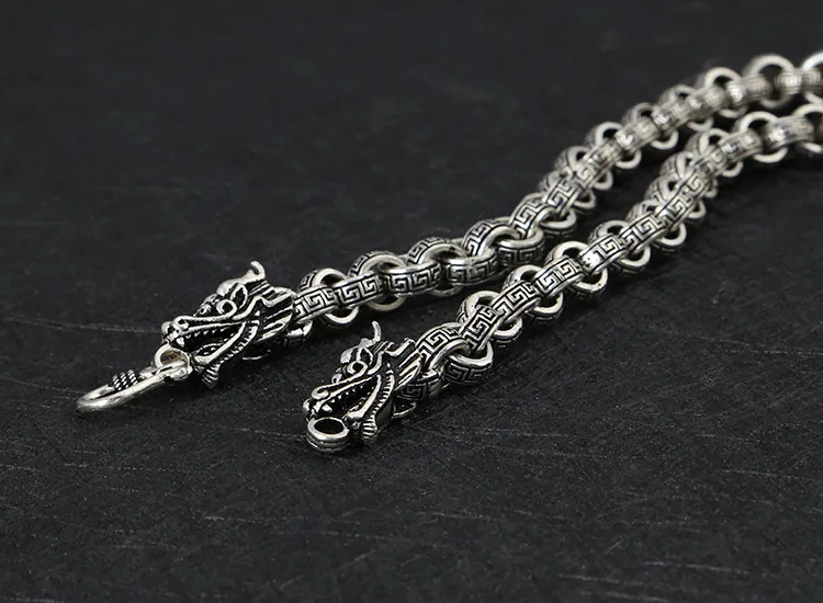 Kjeder Mote Mann Sterling Sier Halskjeder Vintage Kinesisk Stil Drage Formet Lenkekjede Kreative Mannlige Smykker_voghion.com