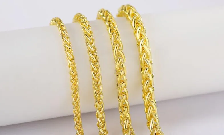 Gold Plated Twisted Link Chain Necklace For Men Classic Design_voghion.com