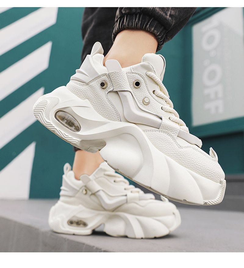 2024 Malé bílé boty Black Knight Nové boty s větruodolnou silnou podrážkou Inner Elevation Casual Work Daddy Shoes_voghion.com