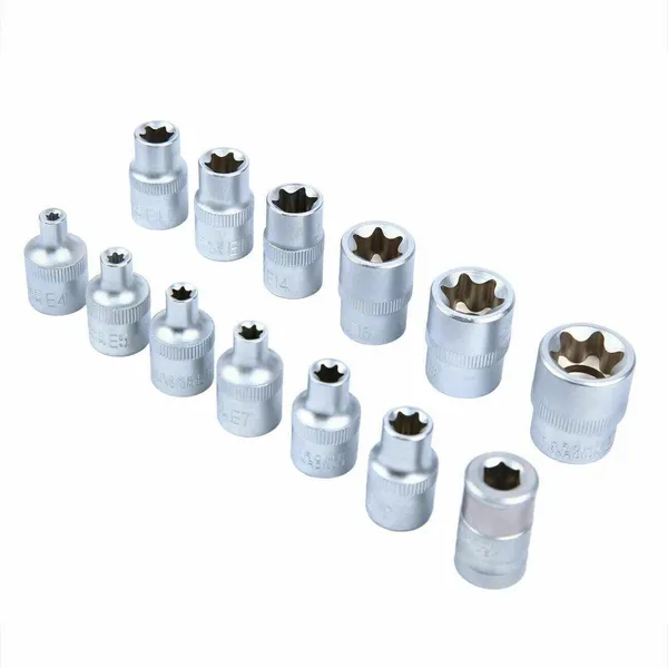34pcs Torx Bit Socket And E-Torx Star Socket Set 1/4' 3/8' 1/2' Drive Male Female E-torx Security Bits Handheld Tool_voghion.com