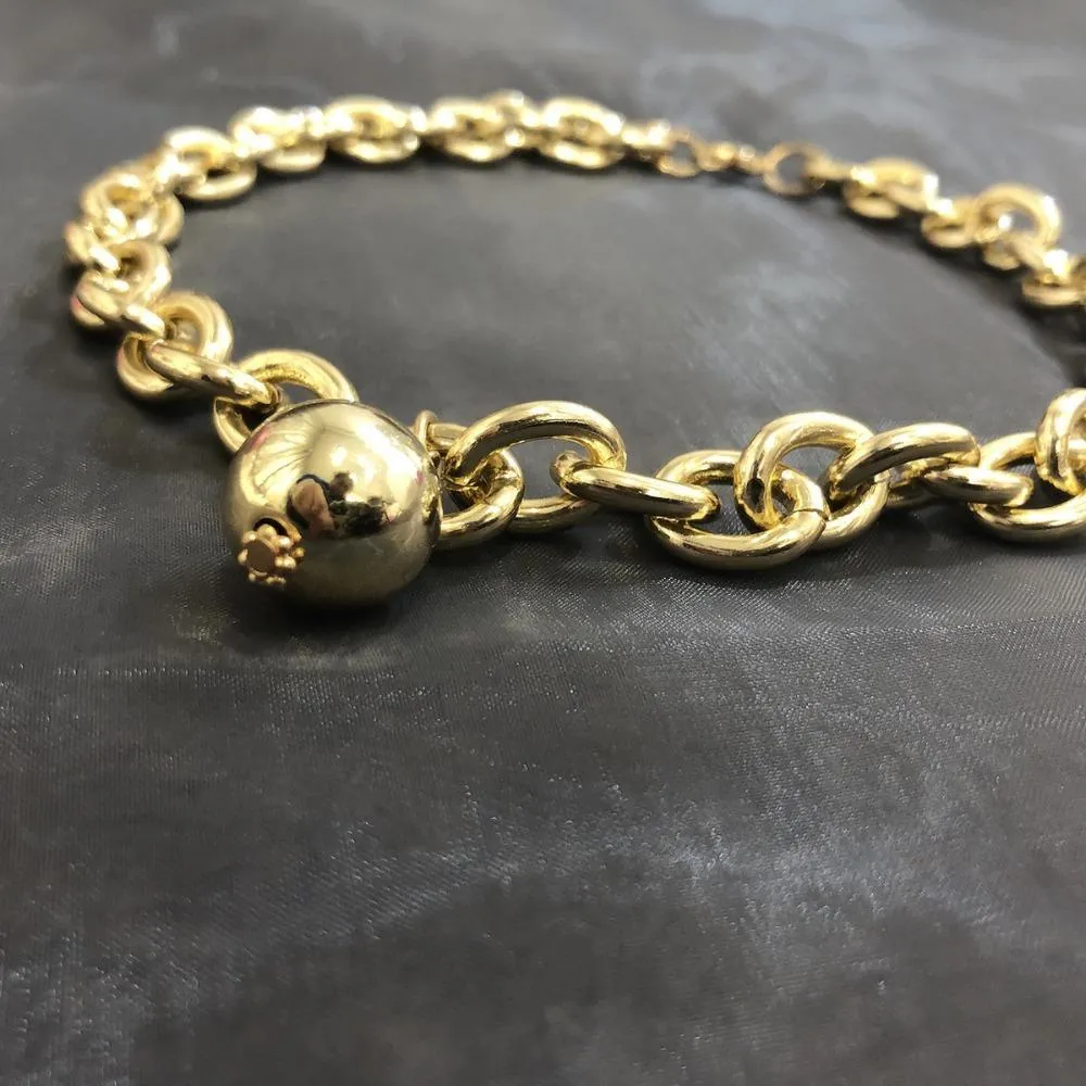 Massive Gliederkette Mit Kugelanhänger Für Damen Halsschmuck_voghion.com