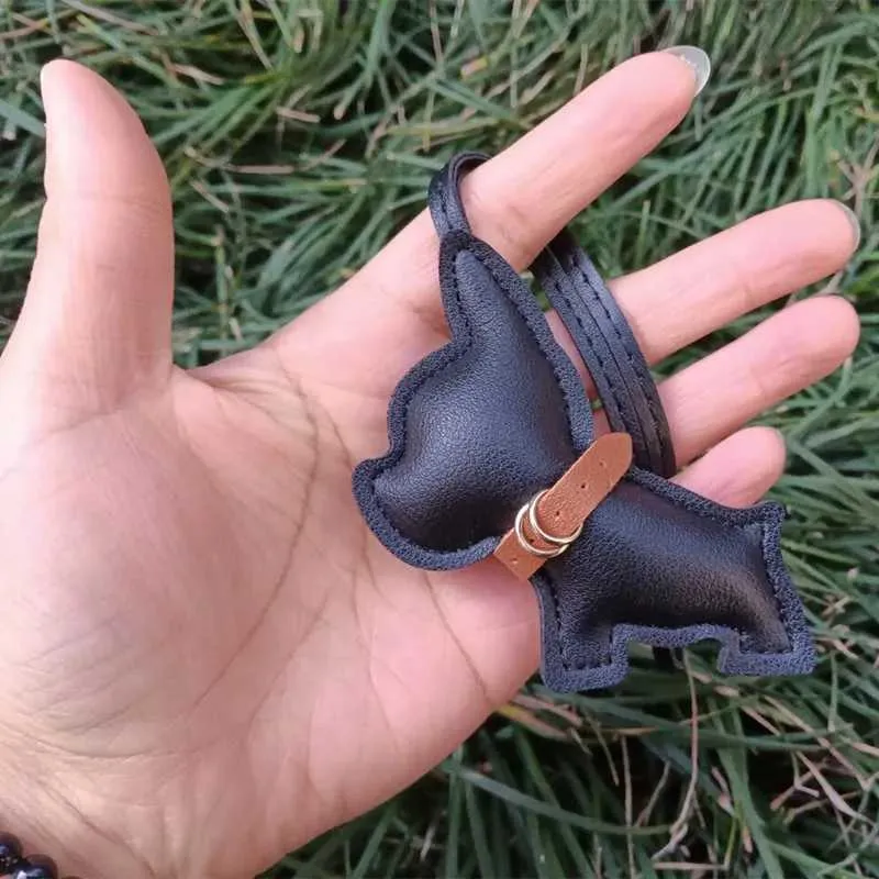 Punk Herren Auto Französische Bulldogge PU Leder Hund Nette Frauen Tasche Anhänger Schmuck Schnalle Schlüsselanhänger Y241121_voghion.com