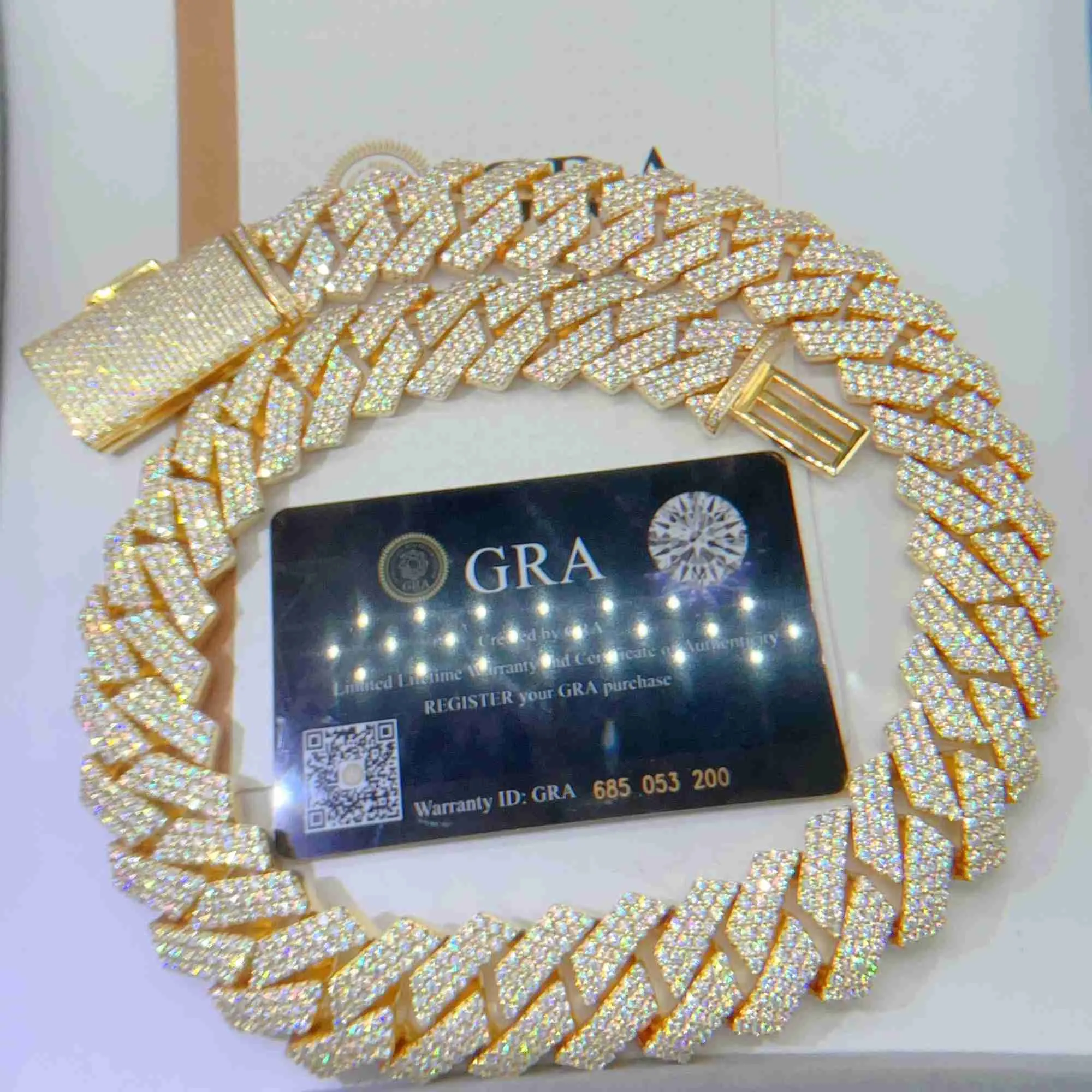 Gra-zertifizierte Vvs Moissanite 20 mm reine Sterling Silber Halskette Ketten Iced Out Cuban Link Kette_voghion.com