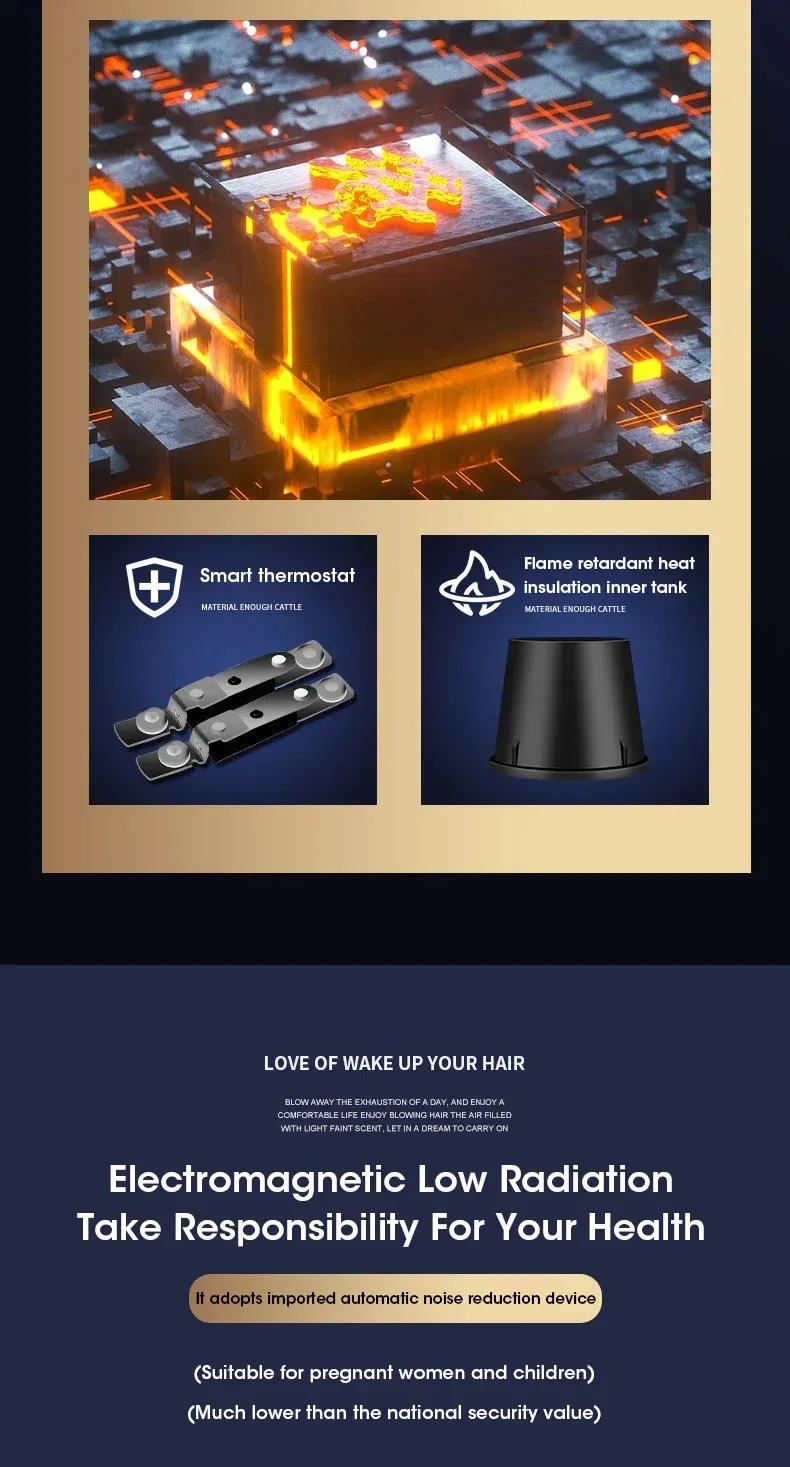Luxury Ionic Blow Dryer - Salon Cold Wind Professional Styler_voghion.com