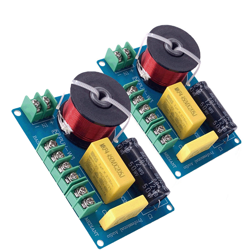 2PCS 200W 3-Way Audio Hifi Filter Circuit Board Stereo Speaker Crossover Filters Treble/Alto/Bass 3 Unit Frequency Dividers_voghion.com
