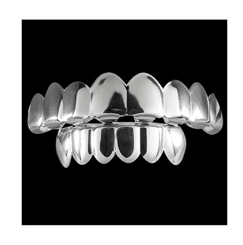 Hip Hop Grillz 2023 Nuova moda ambientale placcato oro griglie dentali all'ingrosso Halloween denti bretelle set da 2 pezzi_voghion.com