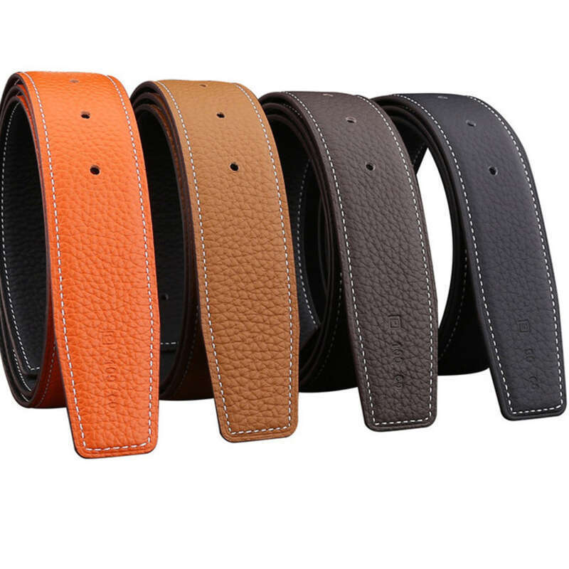 Men's And Women's Double-sided Original Lychee Grain Top Layer H Family Orange Yellow Earth Black Pure Cowhide Leather_voghion.com