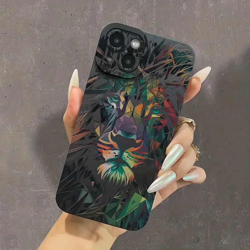 Colorful Lion Phone Case For Iphone Matte Shockproof Cover_voghion.com