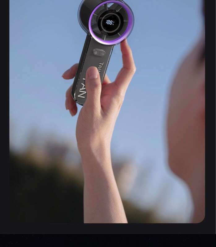 Kézi integrált intelligens digitális kijelzős ventilátor, kültéri hordozható, nagy sebességű kis szélágyú, mini USB töltés,_voghion.com