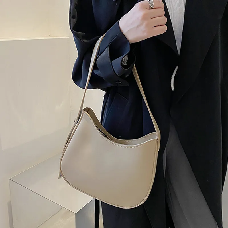 Yogodlns Half-Moon Shoulder Underarm PU Leather Armpit Retro Crossbody Bag Designer Ladies Portable Handbag Totes Purse_voghion.com
