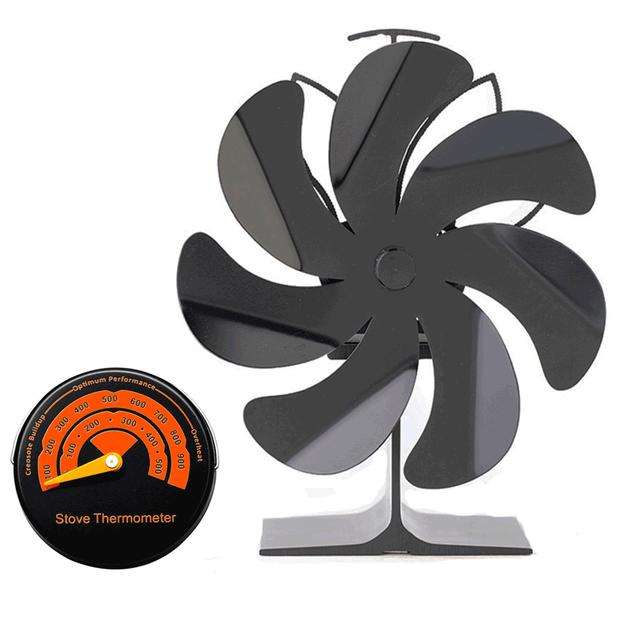 Kaminventilator mit 7 Flügeln, wärmebetrieben, leiser und sicherer Ofenventilator, effiziente Wärmeverteilung für den heimischen Brennholzofen_voghion.com